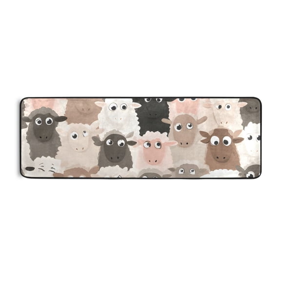 Cute Sheep Crowd Runner Rug 24x72 Inch Cushioned Non Slip Soft Absorbent Floor Mat
