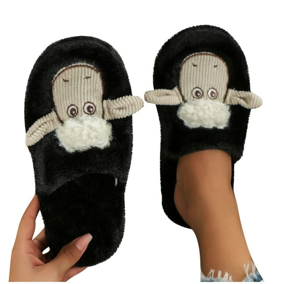 CHUMUD Women's Cute Sheep Fluffy Memory Foam House Flat Slippers Winter Warm Plush Anti-Slip Slipper for Indoor & Outdoor