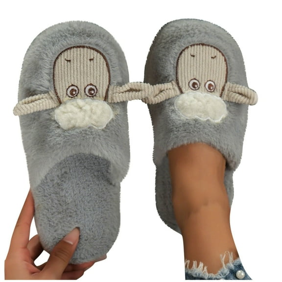 CHUMUD Women's Cute Sheep Fluffy Memory Foam House Flat Slippers Winter Warm Plush Anti-Slip Slipper for Indoor & Outdoor