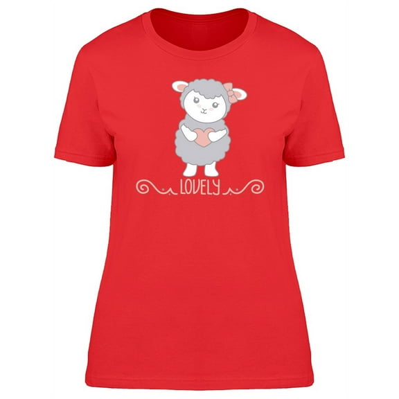 Cute Sheep Girl Cartoon T-Shirt Women -Image by Shutterstock, Female Medium