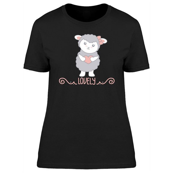 Cute Sheep Girl Cartoon T-Shirt Women -Image by Shutterstock, Female XX-Large