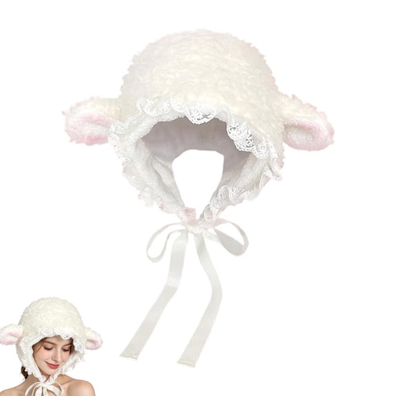 Cute Sheep Hat Lamb Hat, Lamb Ears Costume, with Ear Flaps Czoy Warm Winter Hat for Girls