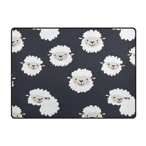 Cute Sheep Head Pattern Area Rug 63x48 Inch Non Slip Absorbent Soft for Bedroom Entryway