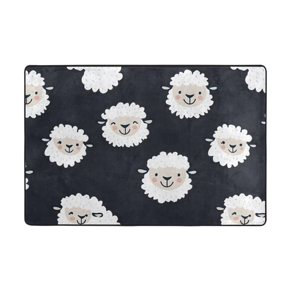 Cute Sheep Head Pattern Rug 36x24in Memory Foam Absorbent Non Slip Plush for Bathroom Kitchen Entryway