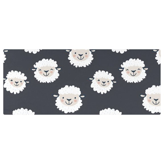 Cute Sheep Head Pattern Stretch Fitted Tablecloth 2.5x6ft Elastic Wrinkle Resistant Cover