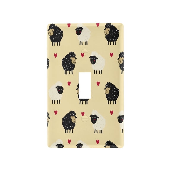 Cute Sheep Heart Pattern Decorative Wall Plate, Flame Retardant PC Plastic Light Switch & Outlet Cover with Mounting Screws Fits Toggle Switch