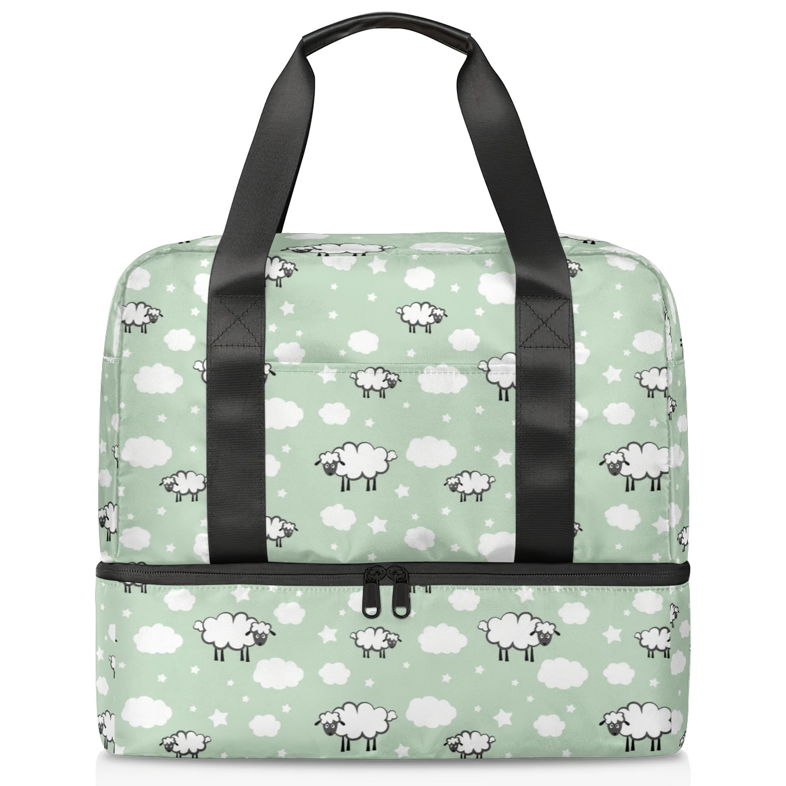 [Cute Sheep] Large Capacity Fitness Bag Sports Training Shoulder Bag Can Hold Shoes Yoga Travel Multi-functional Handbag for Men and Women
