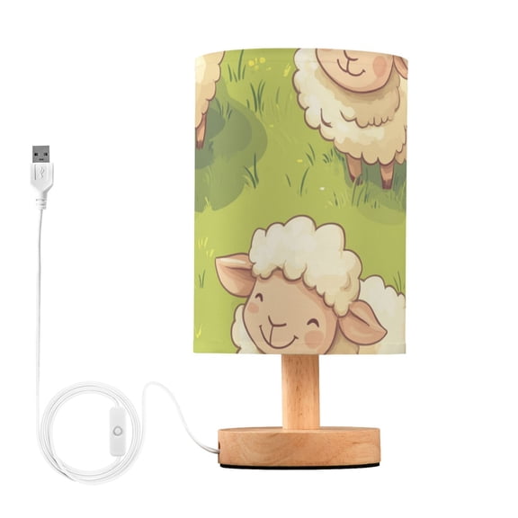 Cute Sheep Playing on The Lawn Table Lamp with USB Port LED Warm Light Lamp Night Light Home Decor