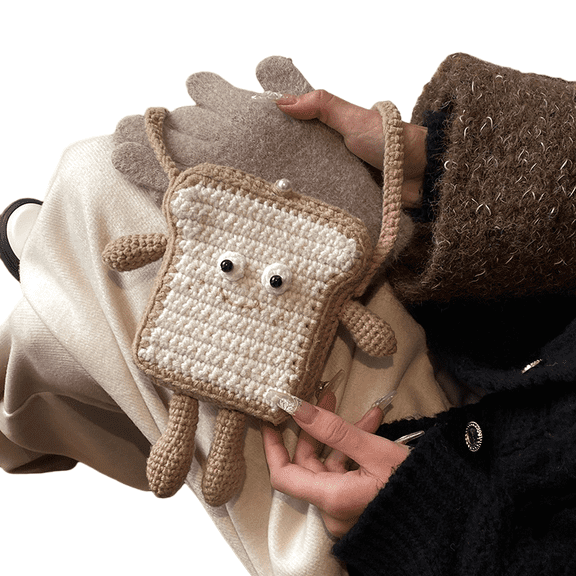 Cute Sheep Plush Toy Bag, Soft Stuffed Animal Purse, Handmade Crochet Knitted Plushie Crossbody, Cozy Wool Yarn Shoulder Bag, Fluffy Plush Decorative Doll Gift for Kids Girls