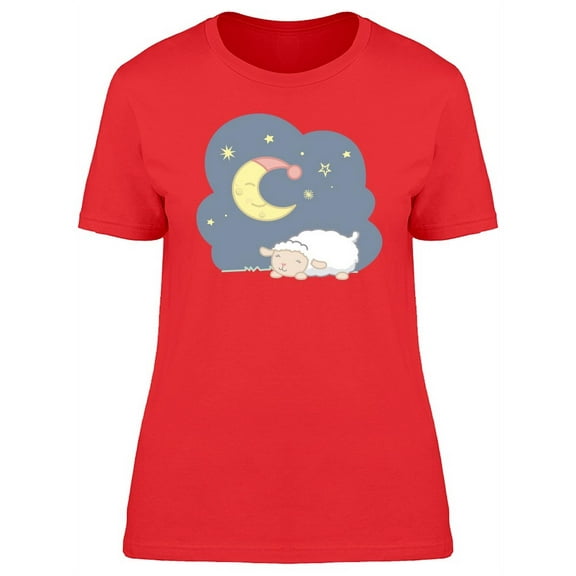 Cute Sheep Sleeping Cartoon T-Shirt Women -Image by Shutterstock, Female x-Large