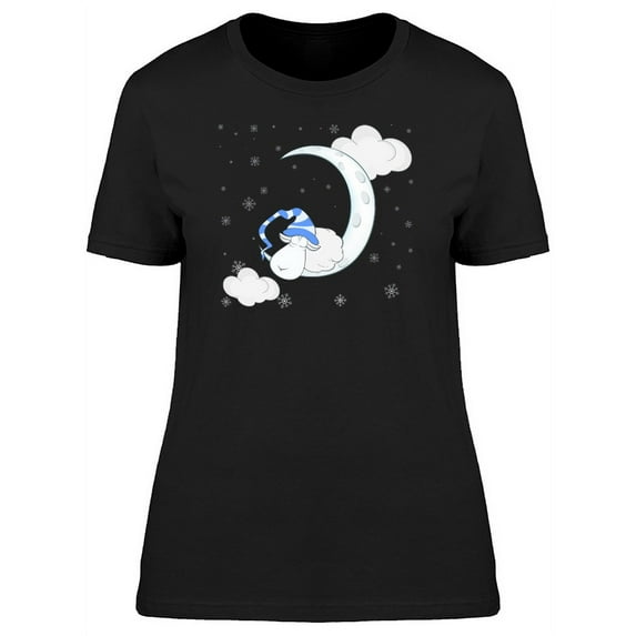 Cute Sheep Sleeping On The Moon T-Shirt Women -Image by Shutterstock, Female Large