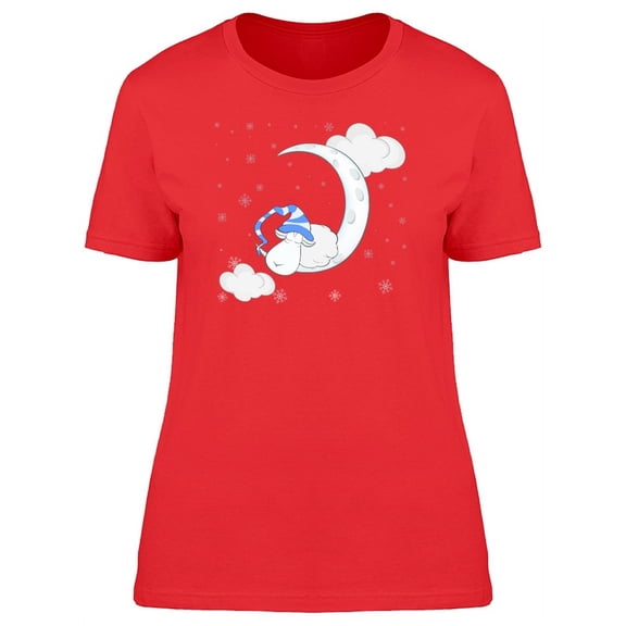 Cute Sheep Sleeping On The Moon T-Shirt Women -Image by Shutterstock, Female Small
