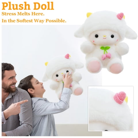 Cute Sheep Stuffed Animal Soft Plush Toys for Toddlers Kids Birthday Gift and Student Nursery Decor