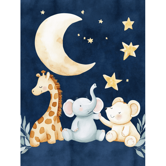Cute Sheep Under Night Sky Canvas Wall Art Suitable for Bedroom Living Room Nursery Office and Apartment Decor.
