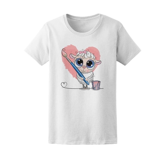 Cute Sheep With Brush T-Shirt Women -Image by Shutterstock, Female x-Large