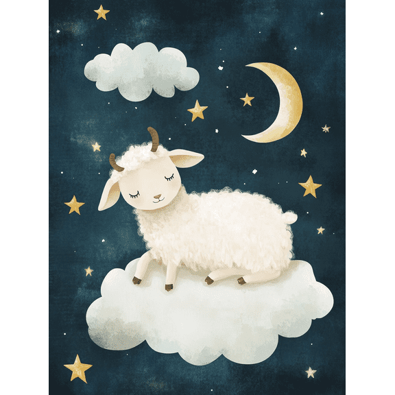Cute Sheep on Cloud Canvas Wall Art Perfect for Bedroom Living Room Nursery Kid's Room and Playroom Decor