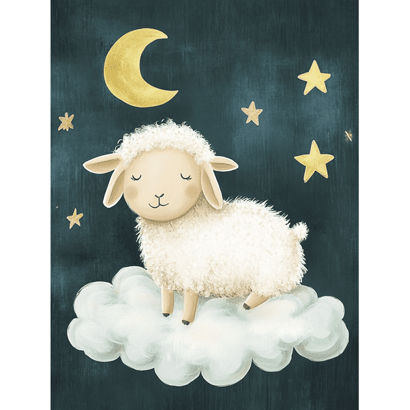 Cute Sheep on Cloud Canvas Wall Art Perfect for Bedroom Nursery Living Room Hallway and Office Decoration