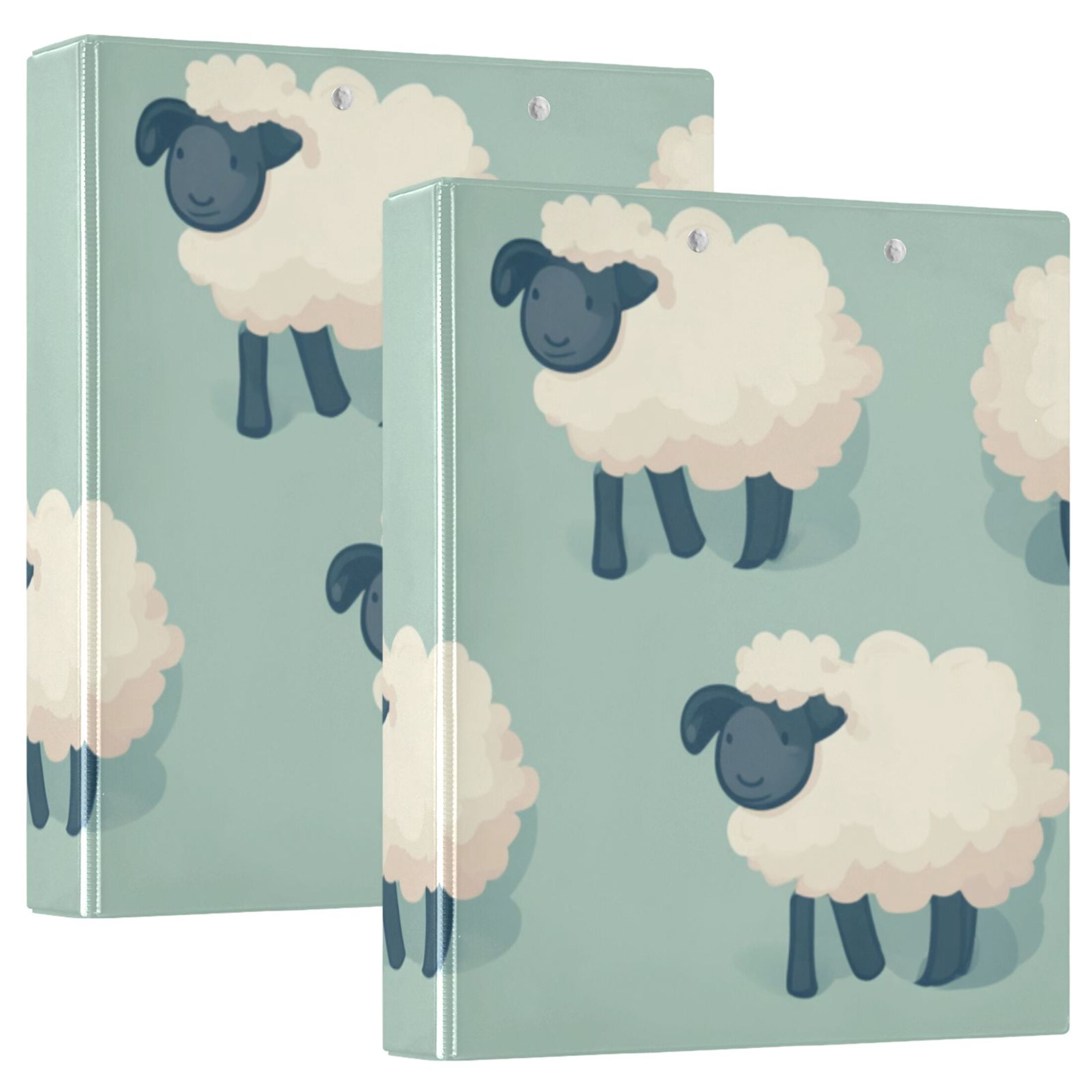 Cute Sheeps 3 Ring Binders 1.5 inch Hardcover File Folders with Interior Pockets A4 Size Organizer for School Office Hospital