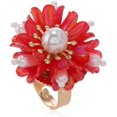 thumbnail image 1 of Cute Shell Pearl Flower Statement Ring for Women Gold Plated Dainty Petal Leaf Floral Wedding Promise Expandable Adjustable Open Wrap Finger Rings Comfort Fit Holiday Jewelry, 1 of 6