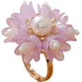 thumbnail image 1 of Cute Shell Pearl Flower Statement Ring for Women Gold Plated Dainty Petal Leaf Floral Wedding Promise Expandable Adjustable Open Wrap Finger Rings Comfort Fit Holiday Jewelry, 1 of 10