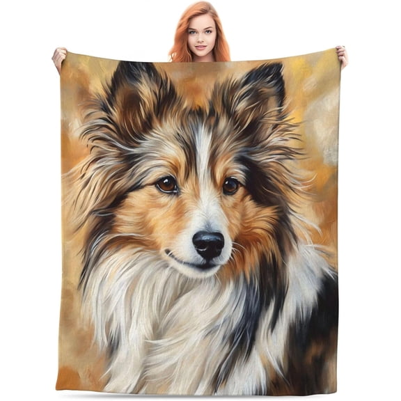 Cute Sheltie Shetland Sheepdo Blanket, Sheltie Shetland Sheepdo Gifts for Women Adults, Warm Lightweight Soft Animal Dog Throw Blankets for Living Room Bed Sofa Home Decor 60x50