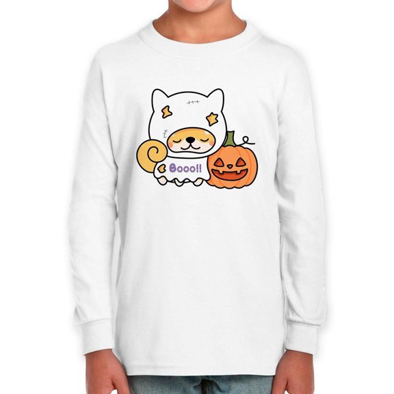Cute Shiba Ghost Costume Long Sleeve Toddler -Image by Shutterstock,  4 Toddler