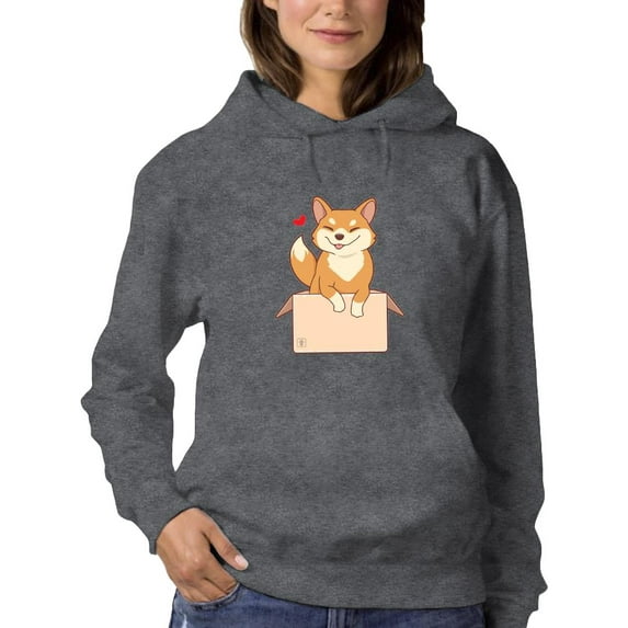 Cute Shiba In Box Hoodie Women -Image by Shutterstock, Female Large