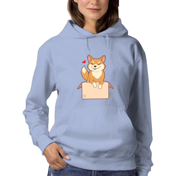 Cute Shiba In Box Hoodie Women -Image by Shutterstock, Female Medium