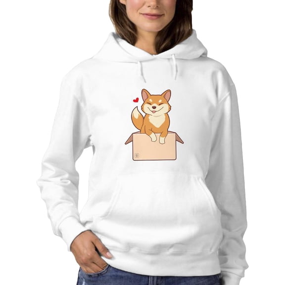 Cute Shiba In Box Hoodie Women -Image by Shutterstock, Female Small