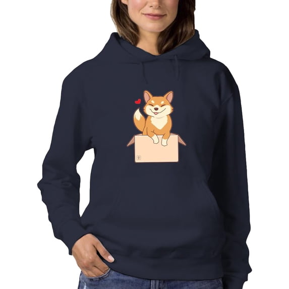Cute Shiba In Box Hoodie Women -Image by Shutterstock, Female XX-Large