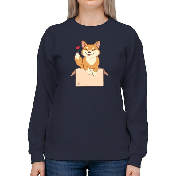 Cute Shiba In Box Sweatshirt Women -Image by Shutterstock, Female 3X-Large