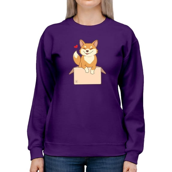 Cute Shiba In Box Sweatshirt Women -Image by Shutterstock, Female 3X-Large