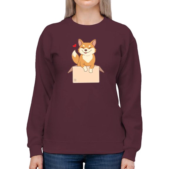 Cute Shiba In Box Sweatshirt Women -Image by Shutterstock, Female 3X-Large