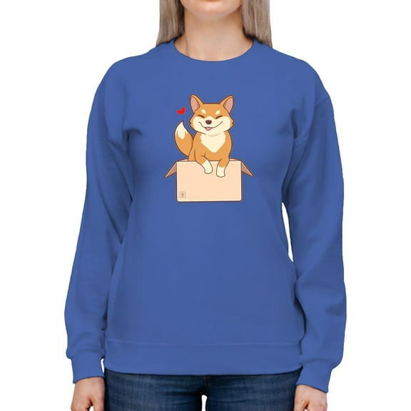 Cute Shiba In Box Sweatshirt Women -Image by Shutterstock, Female XX-Large