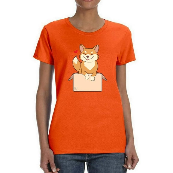 Cute Shiba Inu In Box T-Shirt Women -Image by Shutterstock, Female Medium