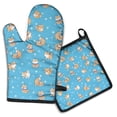 thumbnail image 1 of Cute Shiba Inu Kitchen Oven Mitt and Pot Holder Sets 2 Pcs for Baking, Cooking and Grilling, Heat Resistant Up To 392 °F, 1 of 7