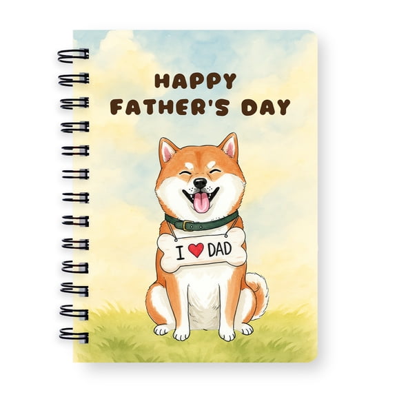 Cute Shiba Inu Loves Dad Happy Father's Day Spiral Bound Journal Shibas Dog Lovers Gifts Idea 5x7in Spiral Notebook - 12008