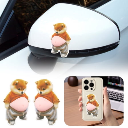 Cute Shiba Inu Silicone Bumper Stickers, Soft Anti-Collision Decor Stickers for Car Dashboard and Home Furniture
