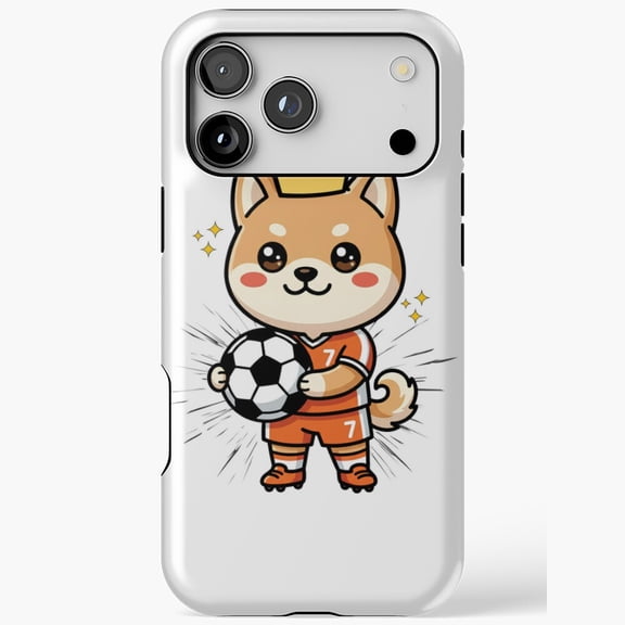 Cute Shiba Inu Soccer Player Dog Kawaii Crown for iPhone Case 11 through 17 Pro Max