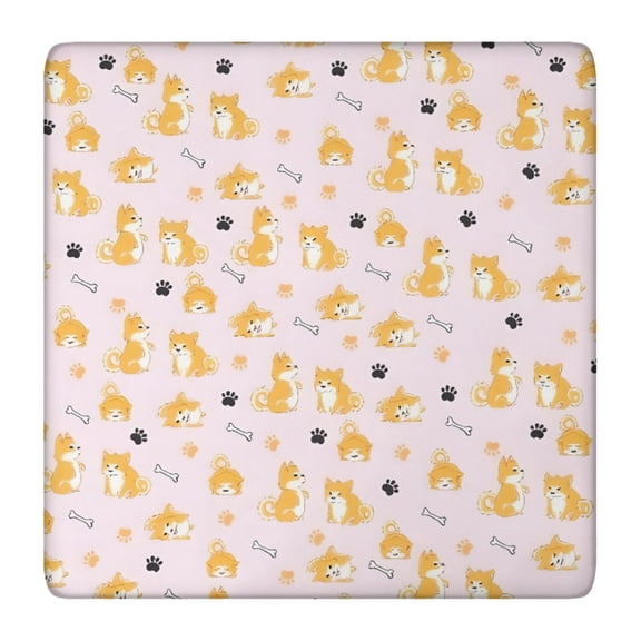 Cute Shiba Inu Square Fitted Tablecloth with Elastic Edge,Square Table Cover,Washable Elastic Table Cover for Home Kitchen Party Decor 36"x36"