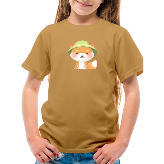 Cute Shiba Inu Wearing Hat T-Shirt Juniors -Image by Shutterstock, Large