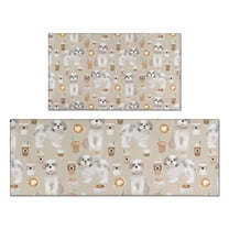 Cute Shih Tzu Dog and Coffee Pattern Kitchen Rugs Sets Of 2,Anti Fatigue Kitchen Mat Rugs Non Slip Washable,Decorative Kitchen Floor Mats for Kitchen,Sink,Laundry,17"x30" 17"x47"
