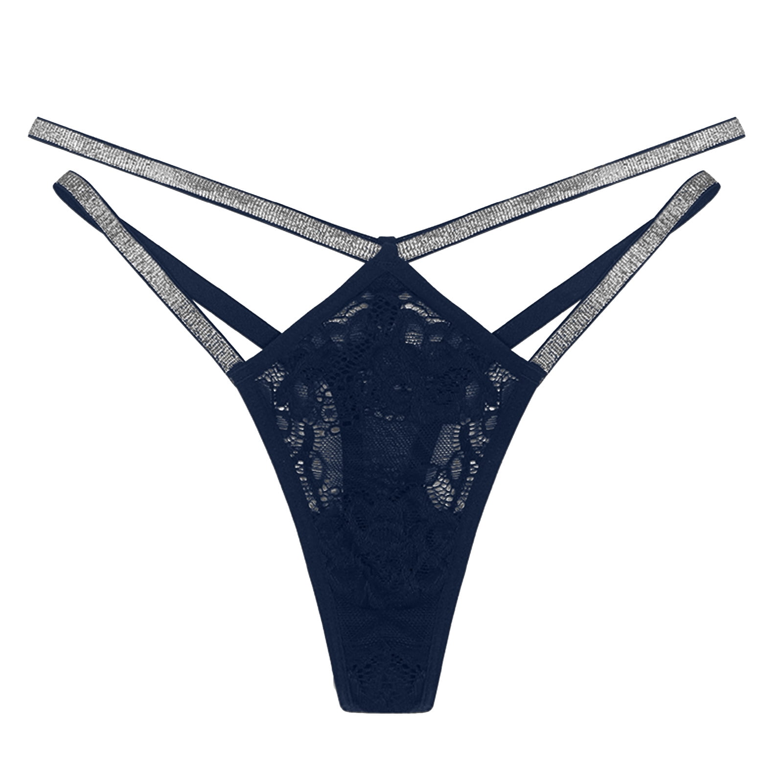 Cute Shining Waistband Women Black Lace Thong And G String Panties plus