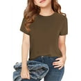 thumbnail image 1 of Cute Shirts for Girls New 2 Pack Girls Shirts Short Sleeve Shirt Girls T Shirts Soft Basic Tees Kids Tshirts Solid Summer Tops T-Shirt Style B-19 Brown 3 Years, 1 of 6