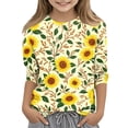 thumbnail image 1 of Cute Shirts for Kids Girls 10-12 3/4 Sleeve Daisy Printed Tween Girls Trendy Clothes Tee Tops Summer Casual Loose Comdy Crew Neck T-Shirts Multicolor 11-12 Years, 1 of 5
