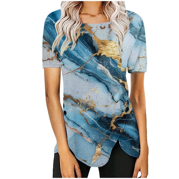 Cute Shirts Trendy Going Out Plus Size Womens Workout Tops Long Sleeve Womens Summer Tops 2025 Hawaiian Shirts Blue