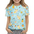 thumbnail image 1 of Cute Shirts for Girls 3-4 Summer Short Sleeve Funny Animal Graphic Tee Shirts Casual Kids Shirts Big Sister Outfit Crew Neck Shirts Blue, 1 of 5