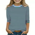 thumbnail image 1 of Cute Shirts for Teens Girls Trendy Girl Tshirt Girls Three Quarter Sleeve Top Striped 3/4 Sleeve Top Girls Blouses Size 10-12, 1 of 5
