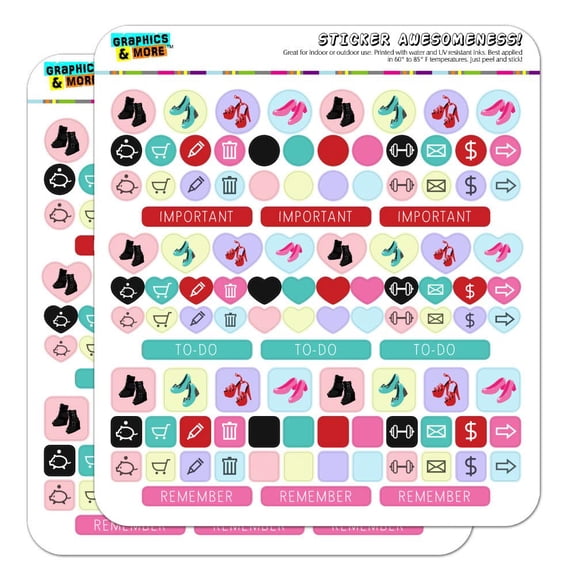 Cute Shoes Pattern Heels Boots Wedges Maryjanes Set Planner Calendar Scrapbooking Crafting Sticker Set