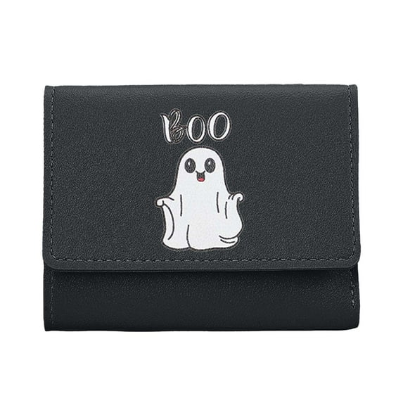 Cute Short Ladies' Wallet Multi-Functional Card Bag 30% Off Loose Change Ultra-Thin Halloween Wallet Black
